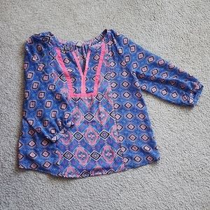 Old Navy. Tunic Top V-Neck Blue Paisley